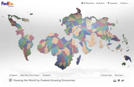 For Fedex: A cartogram shows how Africa is the fastest-growing region on earth.