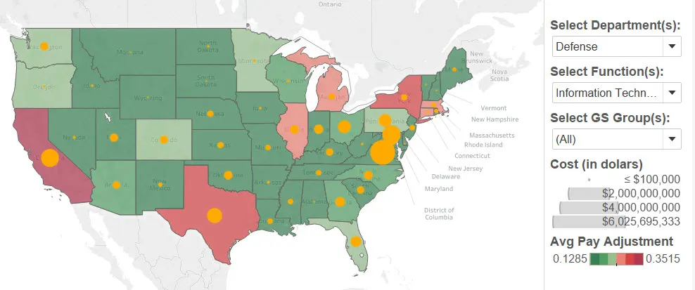 Where the Defense Dept. puts IT support staff in high-cost states -- and where it could save.